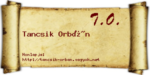 Tancsik Orbán névjegykártya
